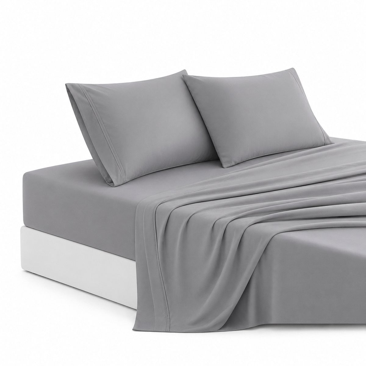 4-delige katoenen percale beddengoed set grijs met hoeslaken 150x200 cm en kussenslopen