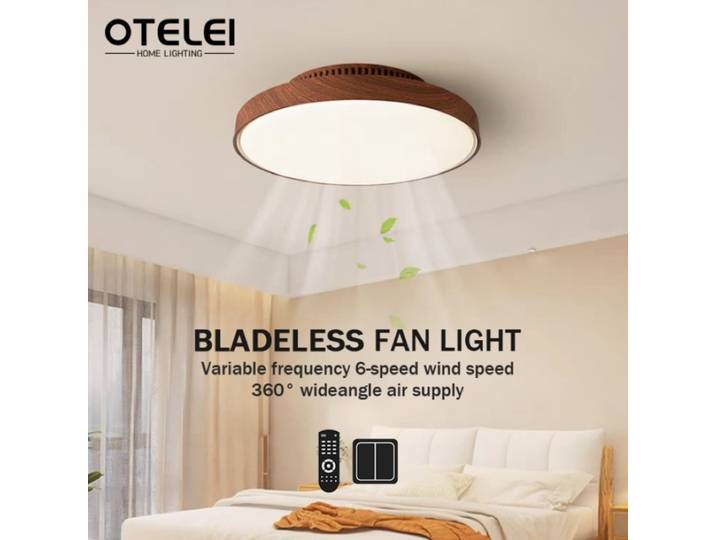 Nouveau noyer Invisible sans lame ventilateur de plafond lumière télécommande 6 vitesses maison à faible bruit ventilateurs chambre salon décor LED lumières
