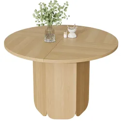 Merax Runder Esstisch 120 cm, Esszimmertisch für 4-6 Personen, skandinavisches Design, MDF, Eichenfarbe