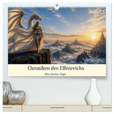 Chroniken des Elfenreichs - Elfen, Drachen, Magie (hochwertiger Premium Wandkalender 2027 DIN A2 quer), Kunstdruck in Hochglanz