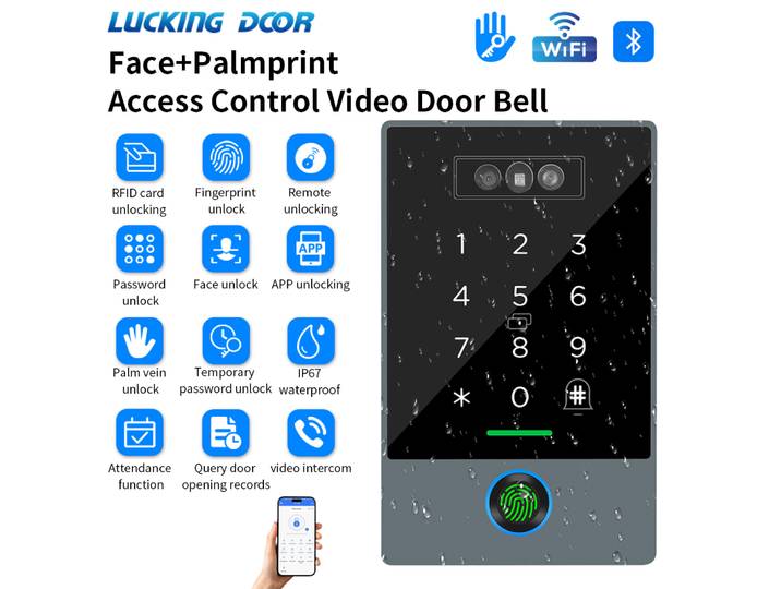 TTLOCK interphone visuel intelligent IP68 étanche carte IC empreinte digitale WiFi reconnaissance faciale Machine de contrôle d'accès sécurité à la maison ​