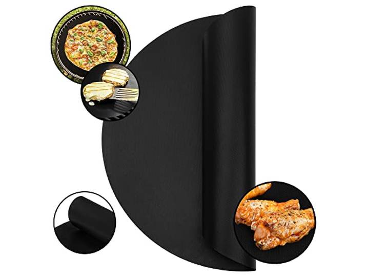 Krumble Teflon BBQ grill mat rond - Diameter van 38 cm - Oven bakmat - Bakmat - Skottelbraai bakmat - Zwart