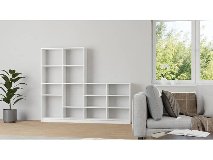 Stufenregal mit Ablage MDF Beschichtet MDF Weiß matt