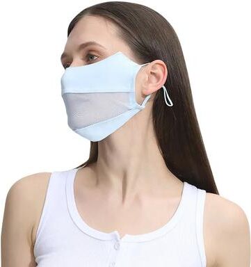 Daily Deals Depot Cooling Ice Silk UV Protection Face Mask For Outdoor Sports & Summer Activities blue Sunscreen Mask