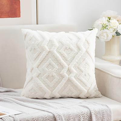 Perfect Picks Market Luxury Plush Diamond Throw Pillow Cover For Sofa & Bedroom Decor white