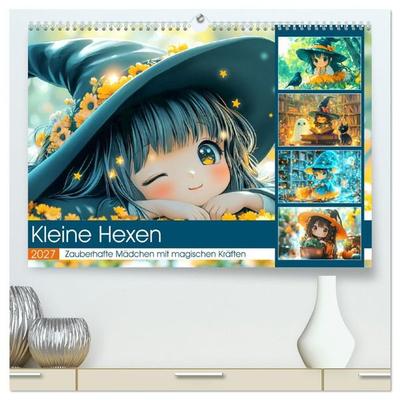 Kleine Hexen. Zauberhafte Mädchen mit magischen Kräften (hochwertiger Premium Wandkalender 2027 DIN A2 quer), Kunstdruck in Hochglanz