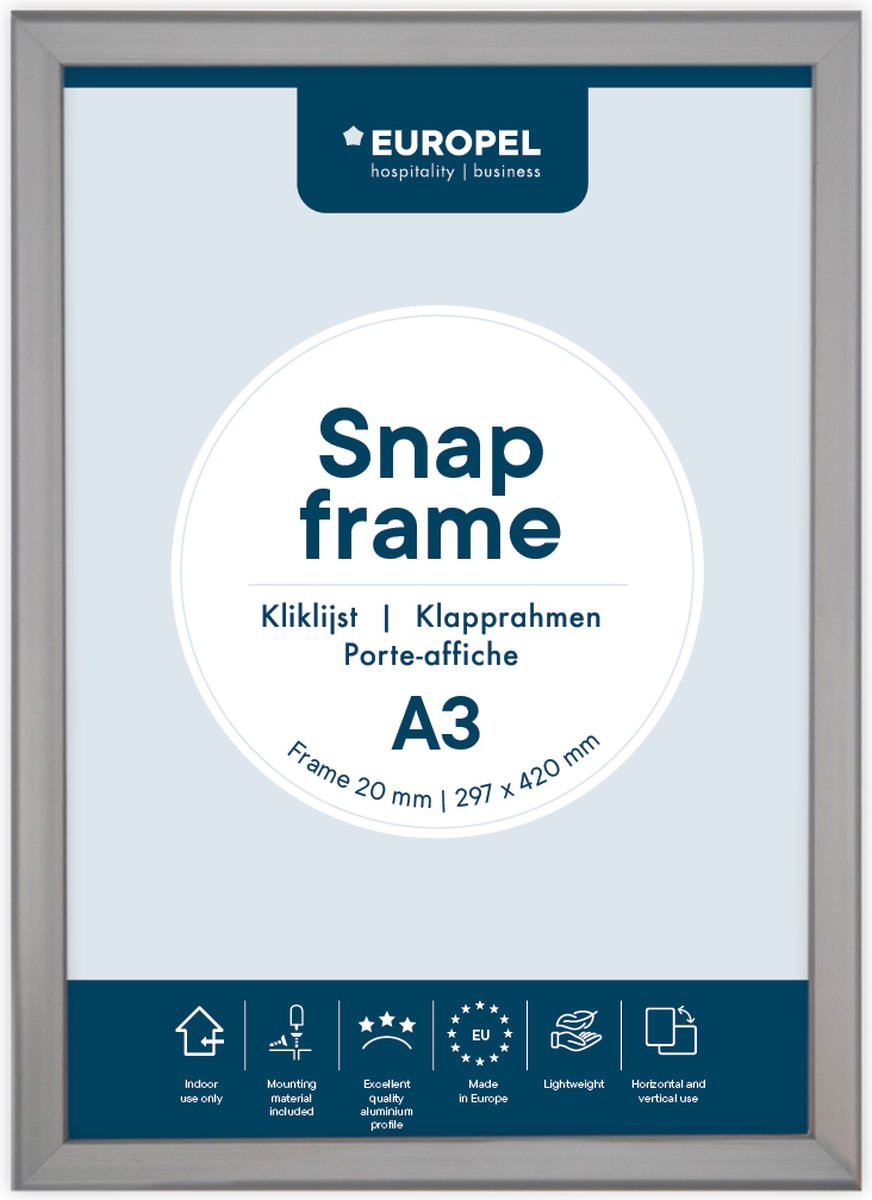 Europel Kliklijst Posterlijst A3 - Aluminium Frame 20mm - 29,7 x 42 cm