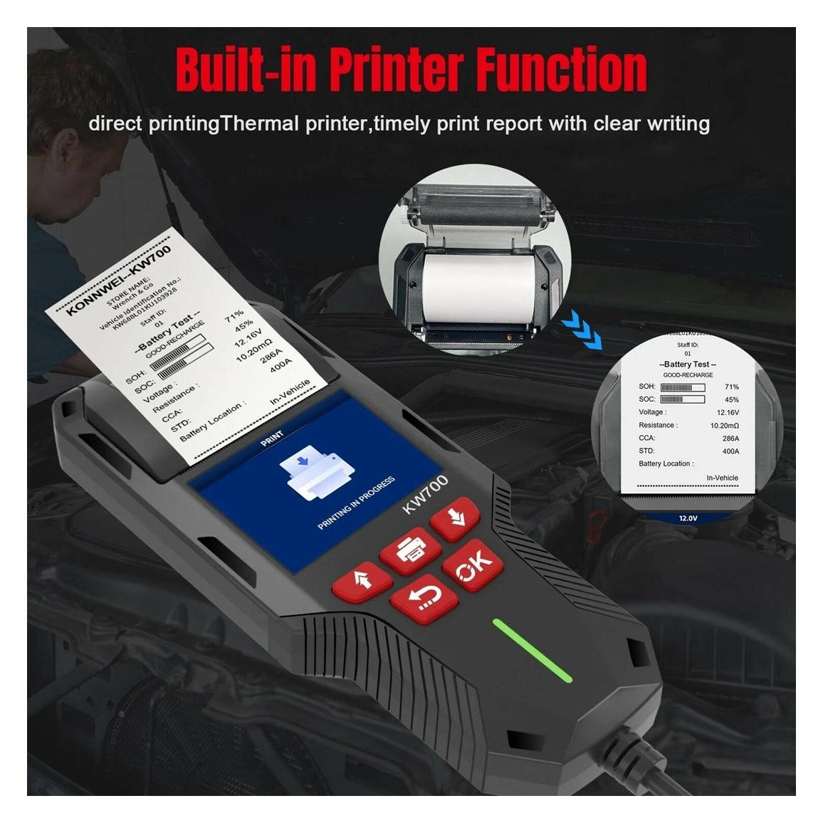 Awtools EM TESTER BATERII 6V/12V/24V KONNWEI Z DRUKARKĄ (1108861)