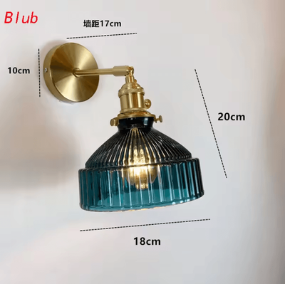 Inspire Curations Nordic Green Glass Wall Lamp Artistic Indoor Sconce blue no Bulb