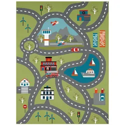 TT Home, Spielteppich + Spielmatte, Kinderzimmerteppich Teppich Junge Mädchen Kinderteppich Baby Rutschfest Strasse (200 x 100 cm)