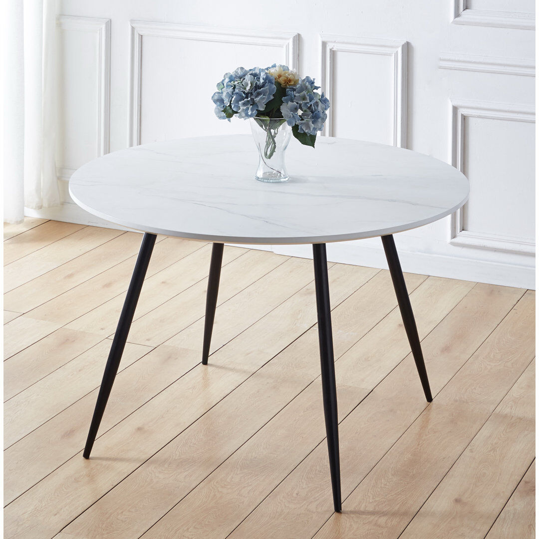 Hykkon Ettinger Round Metal Base Dining Table White H75 x L120 x W120cm