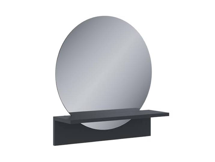 Vicco Badezimmerspiegel Elyra , Schwarz, 50 x 54.5 cm Runde Spiegelfläche · Integrierte Ablage · Für Deko & Accessoires · Vielseitig einsetzbar