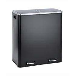 SVITA TM2X30 Treteimer 60 Liter Abfalleimer Mülleimer Design Mülltrennung Papierkorb Küchen-Ordnung Trennsystem Schwarz