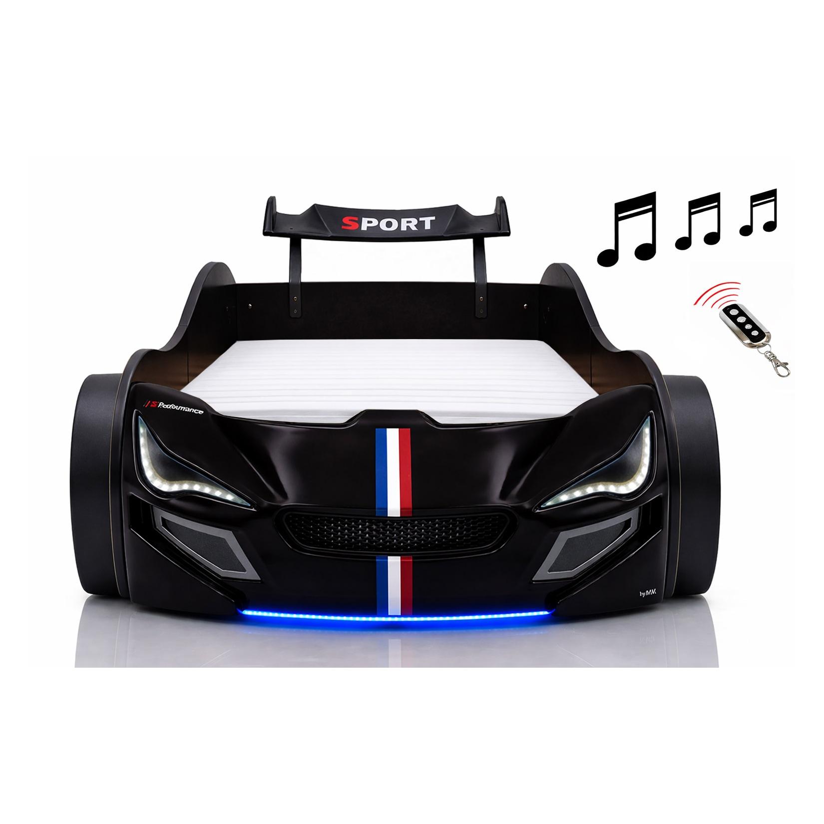 Autobett Kinder 90x200 Jungen LED Leuchte Unterbodenbeleuchtung Sound Fernbedienung