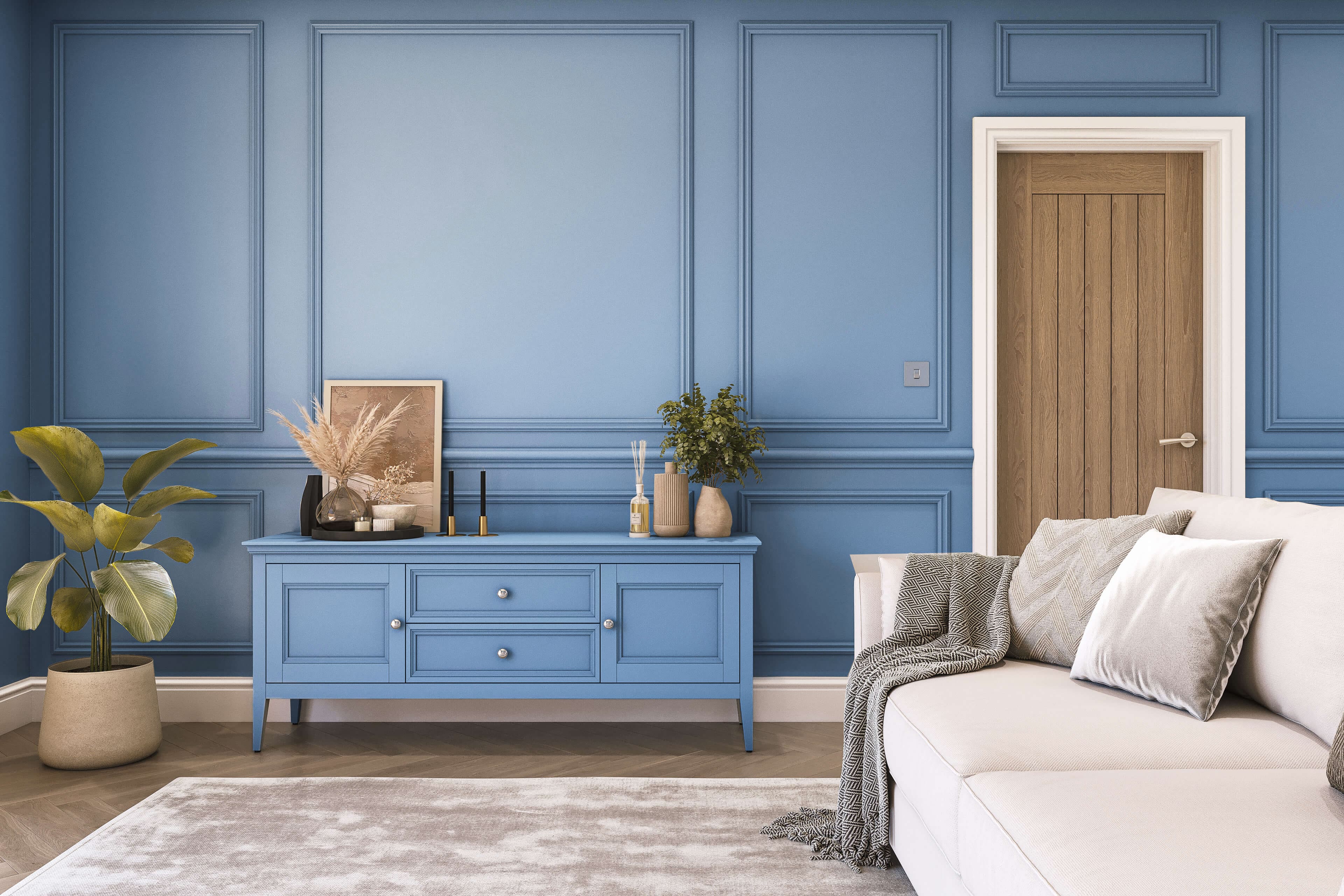 Hemway Chalk Based Furniture Paint   Pacific Blue   Shabby Chic   Chalky Matt Finish - Pacific Blue - 1L