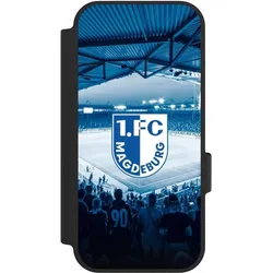 Nivocase Klapphülle für Google Pixel 10 Handyhülle aus Kunst Leder NIVOflip schwarz Stadion 1. FC Magdeburg (Google Pixel 10), Smartphone Hülle, Schwarz