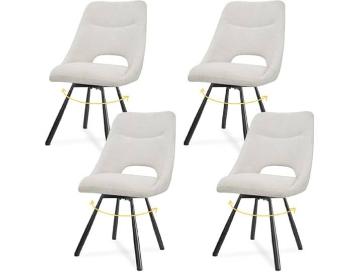 LEWE Esszimmerstühle drehbar 4er Set, 360° Drehstuhl, Kaschmir-Stoff Moderne Polsterstuhl mit Durchbrochene Rückenlehne, Breitere Sitzfläche, Armlos, für Esszimmer Wohnzimmer Schlafzimmer