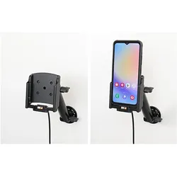 Brodit Halter Aktiv, mit Festanschluss, 12/24V, für SAMSUNG Galaxy XCover 7 (Ladung über Pogo-Pins), Smartphone Halterung, Schwarz