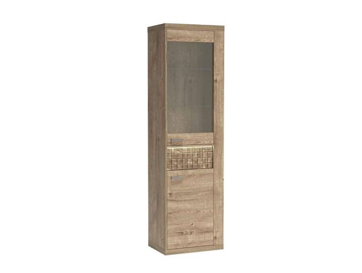 Masseno Vitrine Yasuo 200,5 / 57 cm in Eichefarben, 57x200.5x40.5 cm, Esszimmer, Vitrinen, Vitrinenschränke