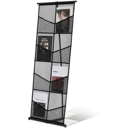 VEVOR Prospektständer, 4-stöckig, 8 Fächer, Zeitschriftenständer aus Netzgewebe, für Zeitschriften, Zeitungen & Kataloge, Prospekthalter mit Tragetasche für Geschäfte, Ausstellungen & Büros