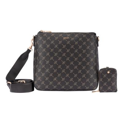 Umhängetasche JOOP "cortina 1.0 jasmina shoulderbag mvz", Damen, Gr. B/H/T: 25cm x 25cm x 6cm, seal braun, Lederimitat, bedruckt, Taschen Umhängetasche, Damen Schultertasche, mit typischem Musterdruck