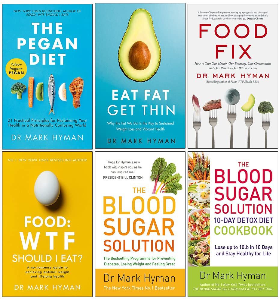 Yellow Kite Mark Hyman 6 Books Collection Set - Pegan Diet, Eat Fat Get Thin, Food Fix & More - Paperback Non-Fiction Health & Nutrition Set