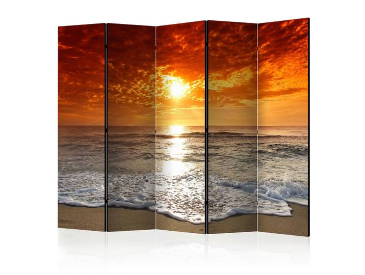 artgeist Paravent, Mehrfarbig, Holz, Kunststoff, Kiefer, massiv, Strand, 225x172x3 cm, Motiv auf Vorder- und Rückseite, Akustikschaumstoff, Wohnzimmer, Raumteiler, Paravents