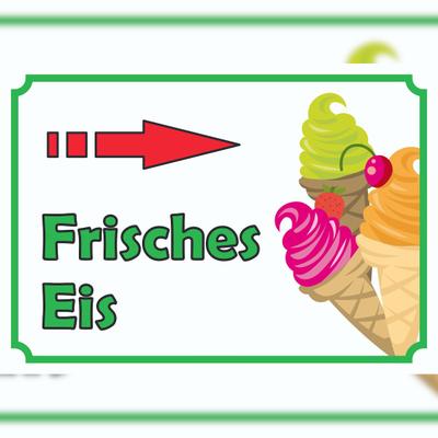 HB-Druck Frisches Eis Schild mit Pfeil rechts A4 (210x297mm)