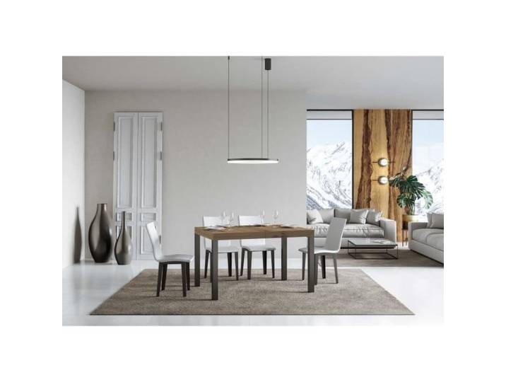 Table extensible - ITAMOBY - Everyday - Dessus Chêne Nature - Cadre Anthracite - 130x90 extensible 234 cm