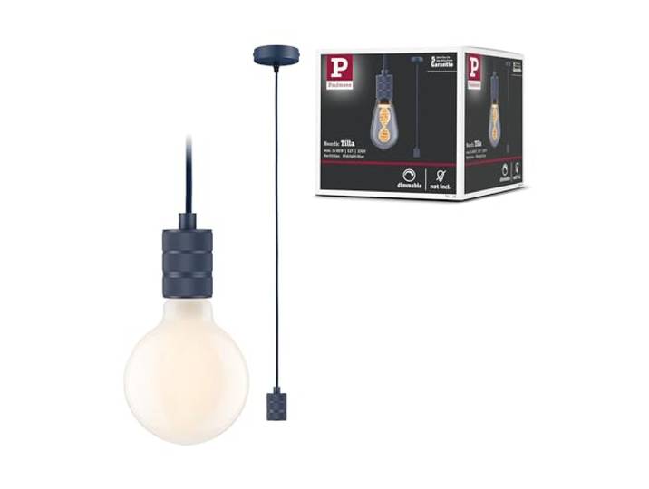 Paulmann 78435 Pendelleuchte Neordic Pendelleuchte Tilla ohne Leuchtmittel max. 60 Watt Hängeleuchte Nachtblau Metall E27