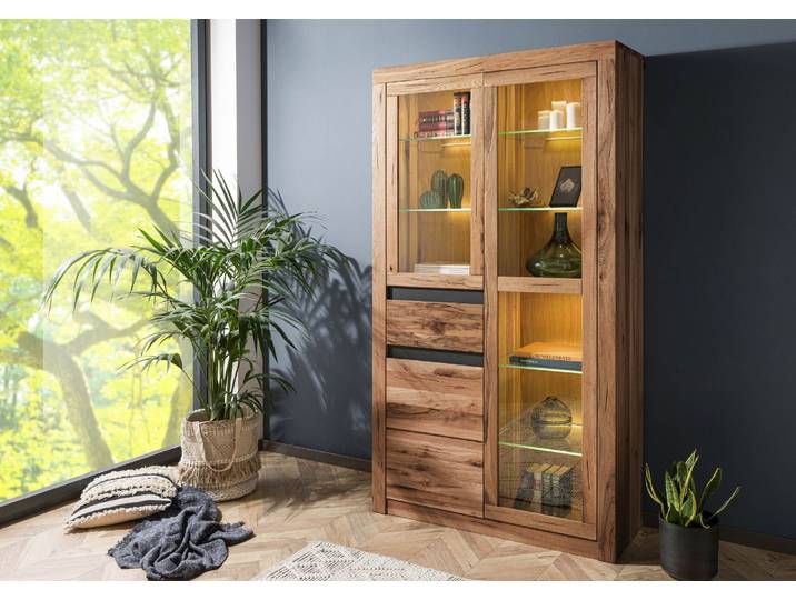 Vitrine Wild-/ Zerreiche 110x42x200 tabacco brown geölt MONTREUX #318