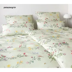 Elegante Bettwäsche Songbird - 135x200 cm + 80x80 cm pistaziengrün