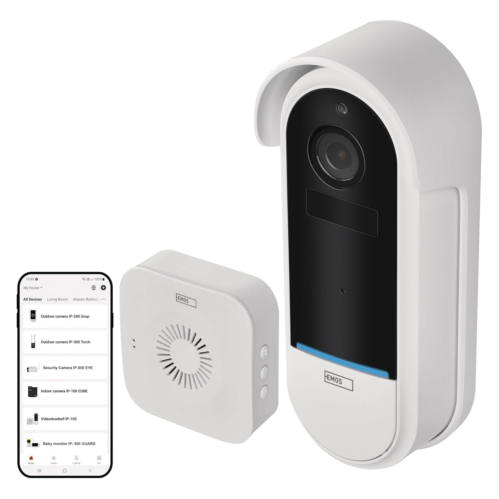 Emos GoSmart Drahtlose Video-Türklingel IP-15S mit WiFi, batteriebetrieben (Kabellos, WLAN) (3010040320)