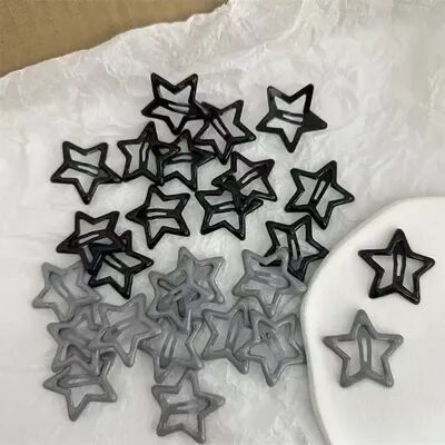 Perfect Picks Market Colorful Star Hair Clips Kawaii Snap Barrettes Set For Girls & Teens black Random 10pcs