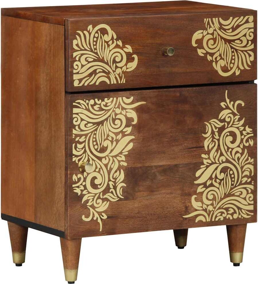 vidaXL Bedside Cabinet with Door Marron miel 50 x 33 x 60 cm