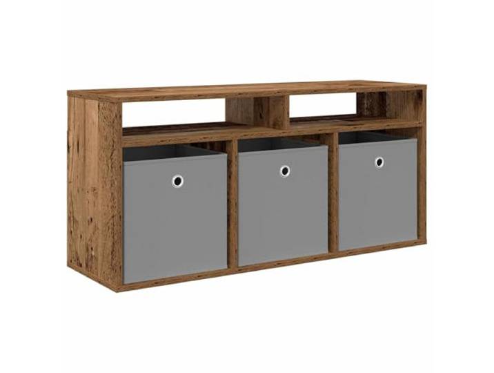 GKHPYURE Lowboard mit Schublade aus altem Holz, 102 x 32 x 48,5 cm Technisches Holz, eingelassene Griffe, 3 Schubladen, 2 Einlegeböden, großer Wohnraum