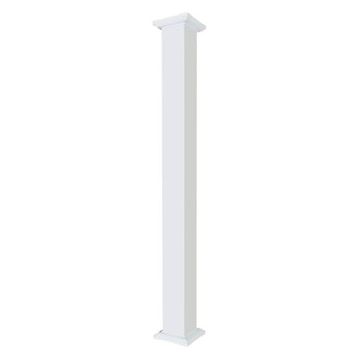 Superior Aluminum Square Smooth Column 8 Inch x 9 Foot - White - Wrap Cap/Base