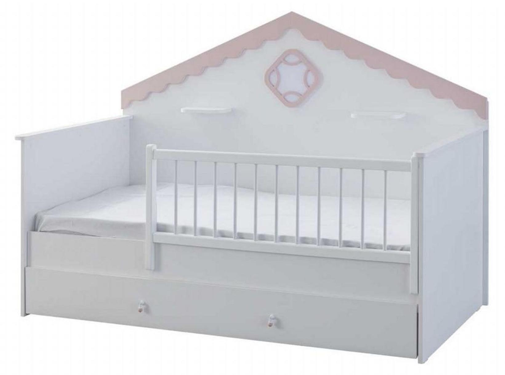 Kinderlaufstall Bettchen Kinderbettchen Krippe Weiß Holz Bett Modern