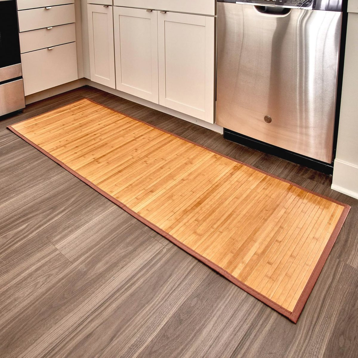 Bamboe Anti-Slip Vloermat voor Keuken en Badkamer - Natuurlijke Waterbestendige Bescherming