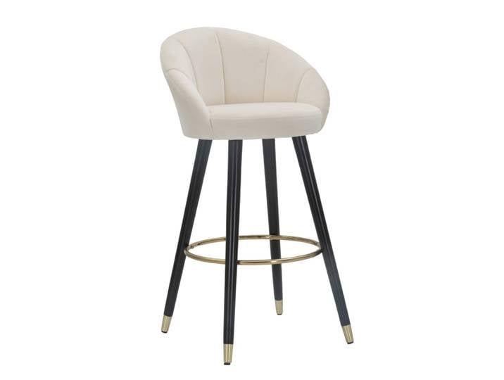 Tabouret rond en tissu beige avec dossier 55x56x104 cm