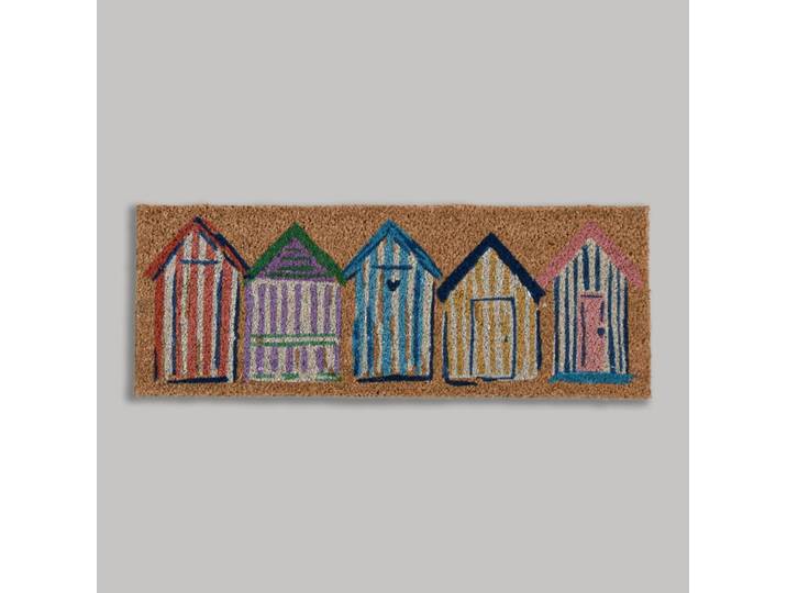 Mehrfarbige Fußmatte mit Strandhüttenmotiv aus Kokosfaser, 25 x 67 cm