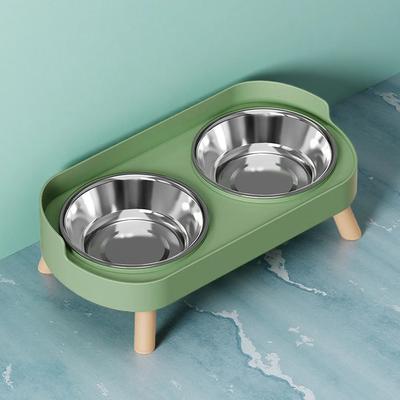 Daily Discovery Elevated Pet Feeder With Dual Stainless Steel Bowls For Dogs & Cats green Stainless