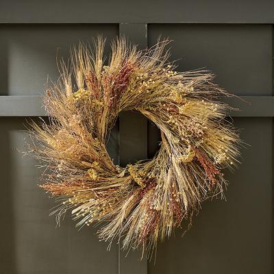 "Dried Broom Corn Wreath, 22"" - Grandin Road"