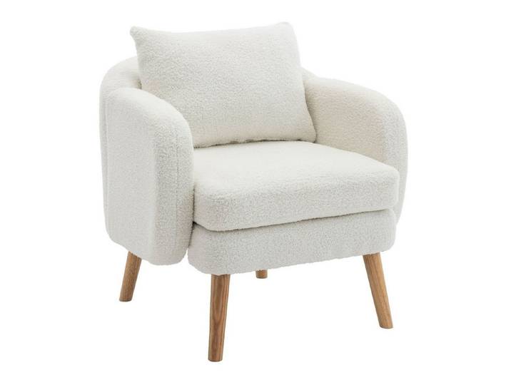 KLAM HOME Sessel Ohrensessel, Relaxsessel, Lehnsessel mit super dickes Kissen (Armlehnensessel TV-Sessel bis 150 kg Belastbar), Einzelsofa gepolsterter Ohrensessel mit Massivholz-Bein