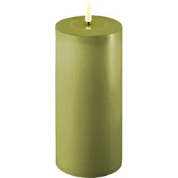 Deluxe Homeart LED Stumpenkerze Real Flame olive, Ø10 x H20cm, olive