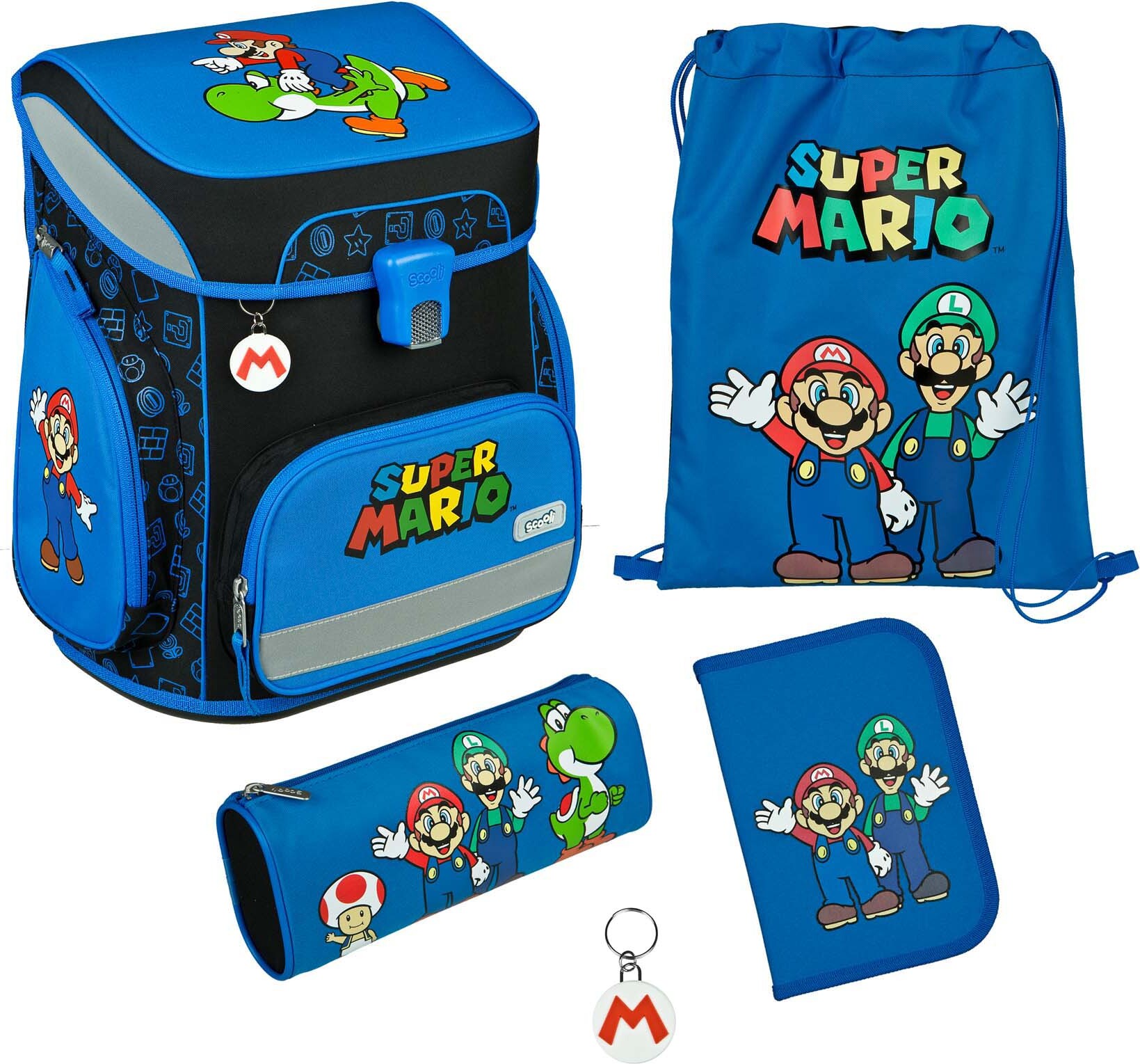 SCOOLI EasyFit Super Mario Schulranzen Set, 5tlg.