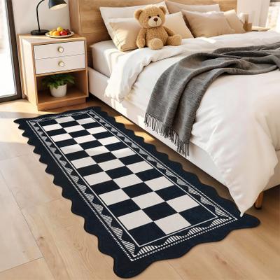 Garvee Scalloped Modern Checkered Area Rug