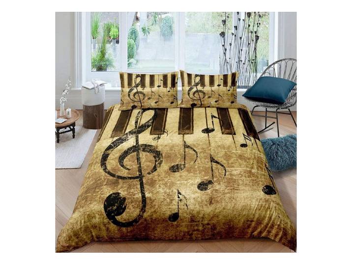 LuxusKollektion Jugendbettwäsche Bettwäsche-Set 220x240 Musiknote Retro Muster