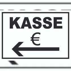 HB-Druck Kasse Pfeil links Schild A4 (210x297mm)