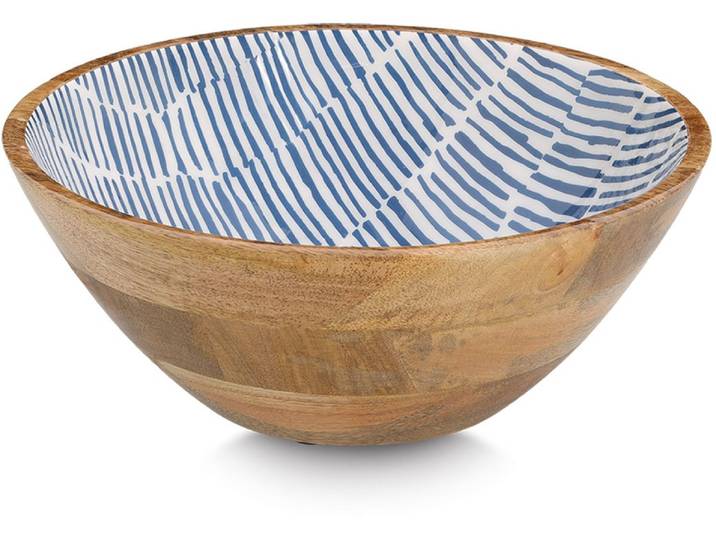Schale ZELLER PRESENT Mangoholz, blau , braun (blau), H:12cm Ø:30cm, Massivholz, Schüsseln, Schale, hochwertiges natürliches Material